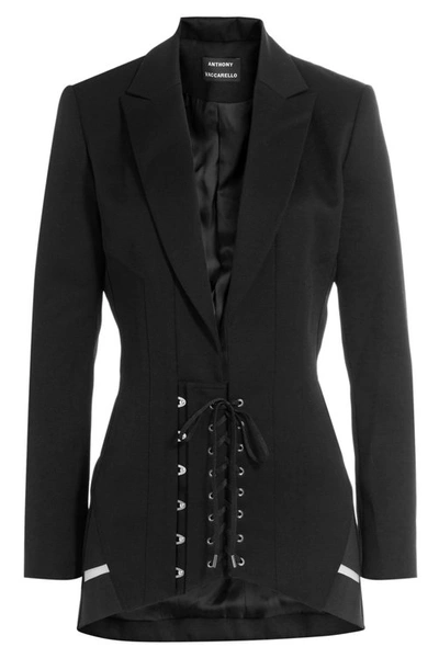Anthony Vaccarello Lace-up Wool Blazer