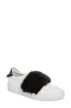Givenchy Urban Street Slip-on Sneaker With Genuine Mink Fur Trim In Black/ White Leather