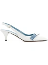 Prada Bow-detail Slingback Pumps In White