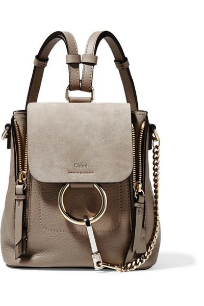 Chloé Faye Mini Textured-leather And Suede Backpack