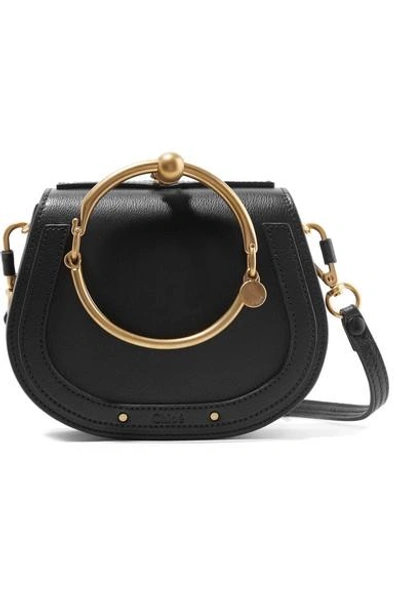 Chloé Nile Bracelet Small Textured-leather Shoulder Bag In Black