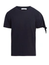 Jw Anderson Logo-embroidered Knotted-sleeve Cotton T-shirt In Navy