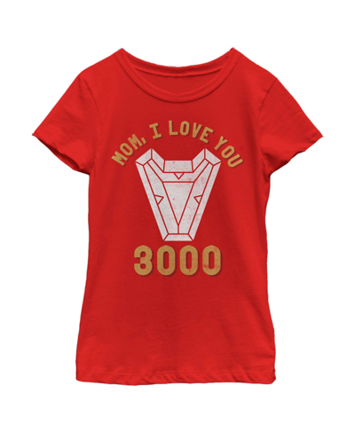 Marvel Girl's  Mom I Love You 3000 Iron Man Arc Reactor Child T-shirt In Red