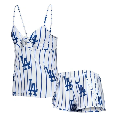 Concepts Sport Women's  White Los Angeles Dodgers Reel Allover Print Tank Top And Shorts Sleep Set
