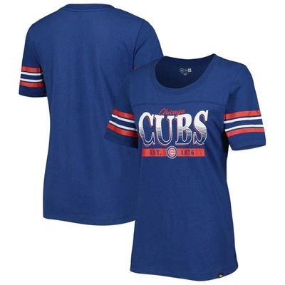New Era Blue Chicago Cubs Team Stripe T-shirt