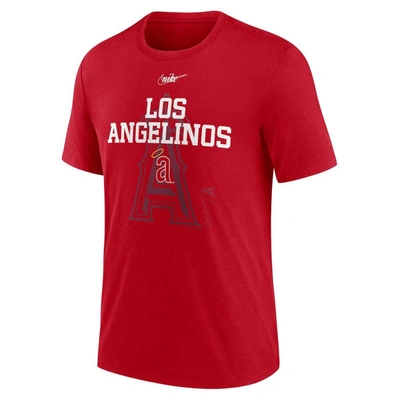 Nike Men's  Red California Angels Cooperstownâ Collection Rewind Retro Tri-blend T-shirt