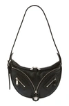 Versace Small Repeat Leather Hobo Bag In Black/ Palladium