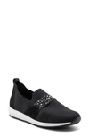 Ara Lynn Knit Slip-on Sneaker In Black Woven Stretch