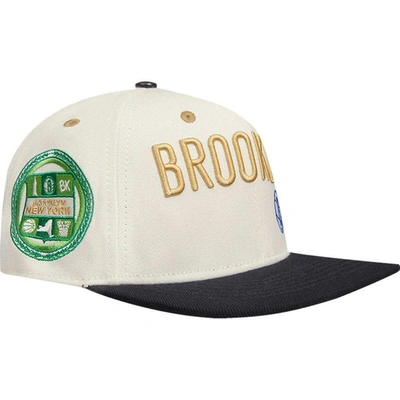 Post Cream/black Brooklyn Nets Album Cover Snapback Hat