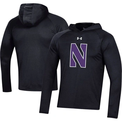 Under Armour Black Northwestern Wildcats School Logo Raglan Long Sleeve Hoodie Performance T-shirt