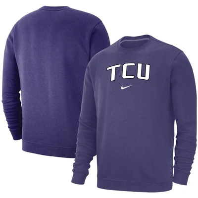 Nike Purple Tcu Horned Frogs Arch Club Fleece Pullover Sweatshirt