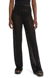Topshop Flare Open Stitch Knit Pants In Black