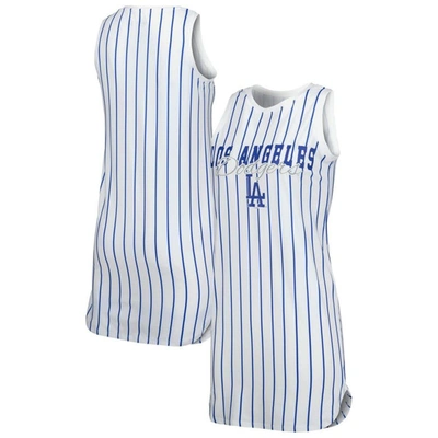 Concepts Sport White Los Angeles Dodgers Reel Pinstripe Knit Sleeveless Nightshirt