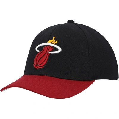 Mitchell & Ness Men's  Black, Red Miami Heat Mvp Team Two-tone 2.0 Stretch-snapback Hat In Black,red