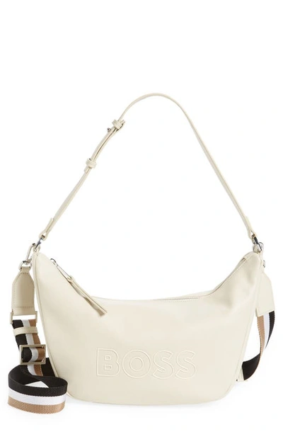 Hugo Boss Large Addison Shoulder Bag In Open White