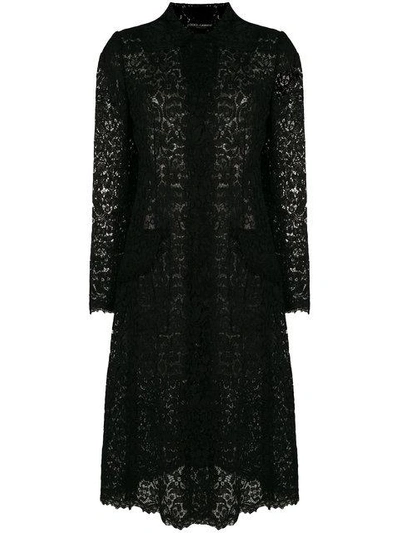 Dolce & Gabbana Lace Shirt Dress In Black