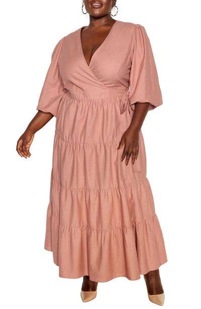 fitted lace wedding dress Voluminous Rose Appliques Pink Maxi Dress, Garden of Eden
