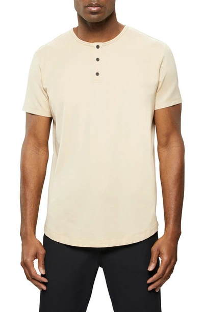 Cuts Trim Fit Short Sleeve Henley In Sandstone