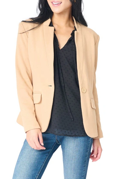 Gibsonlook Inverted Notch Collar Cotton Blend Blazer In Cappuccino