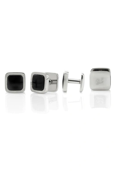 Cufflinks, Inc Set Of 4 Onyx Cushion Stainless Steel Studs In Black