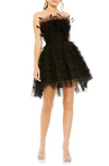 Mac Duggal Feather Tulle Strapless Minidress In Black