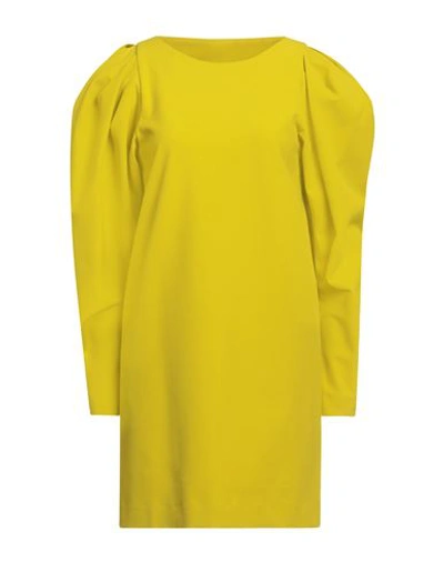 Erika Cavallini Woman Mini Dress Acid Green Size 4 Polyester, Viscose, Elastane In Yellow