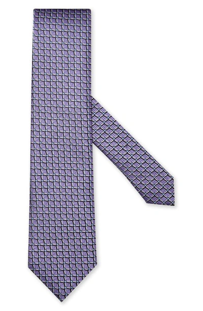 Zegna Quadri Colorati Geometric Silk Tie In Medium Purple