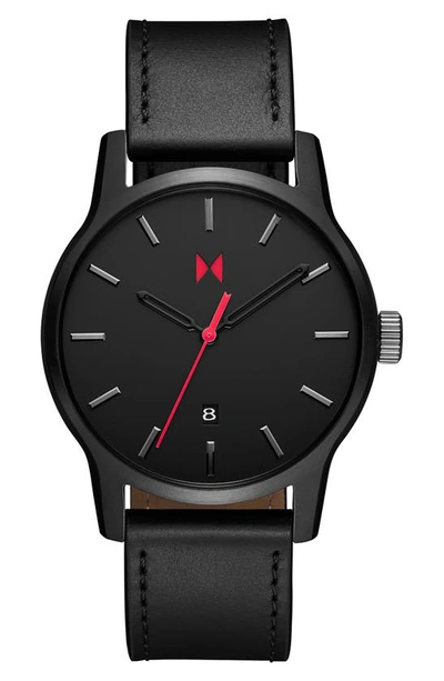 Mvmt Watches Classic Ii Leather Strap Watch, 44mm In Black
