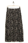 Max Studio Graduated Pleat Print Knee-length Midi Skirt In Black/taupe Marbled Stroke