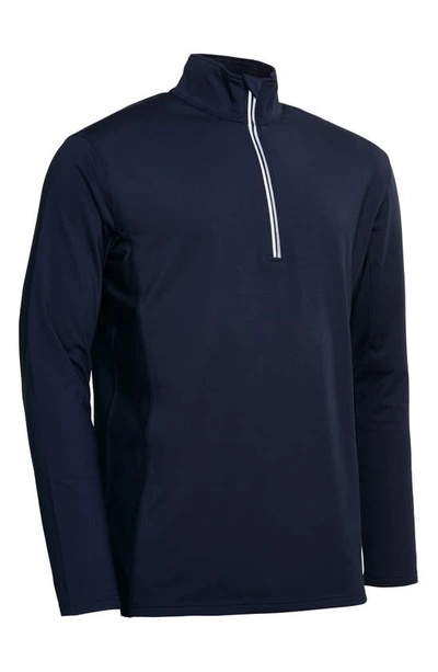 Abacus Ashby Long Sleeve Half Zip Golf Shirt In Navy