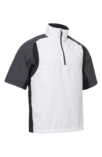 Abacus Formby Water Resistant Windproof Golf Polo In White Black