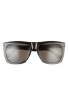 Tom Ford Morgan 57mm Flat Top Sunglasses In Shiny Black / Smoke Polarized