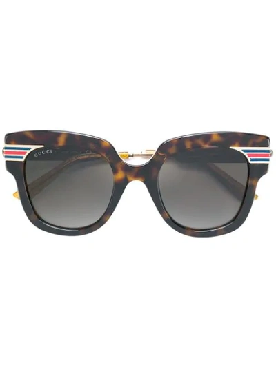 Gucci Gold Brown Havana Tortoiseshell Sunglasses