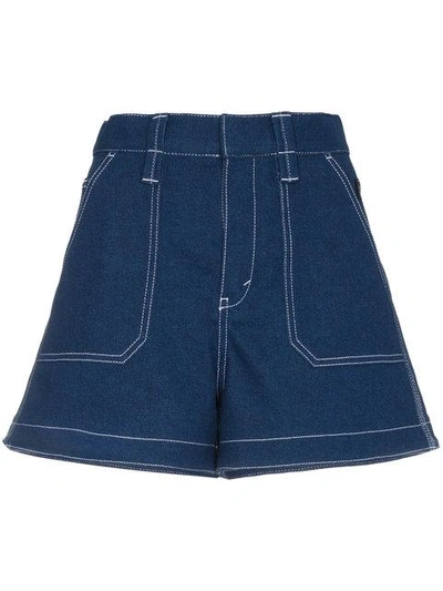 Chloé Chloe Contrast Stitching Shorts In Blue