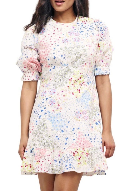 Nobody's Child Serena Frill Mini Dress In Floral Broderie-white In White Multi