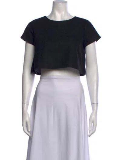 Pre-owned 7115 By Szeki Crew Neck Short Sleeve Crop Top In Black