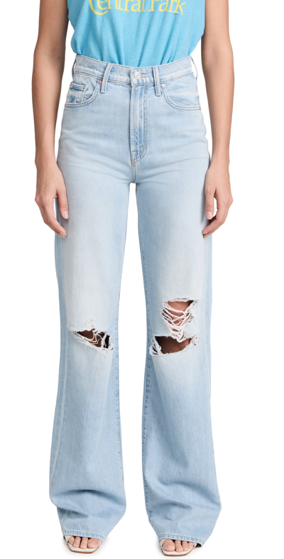 Mother The Maven High Rise Wide Leg Jeans In Ripped Off In Blue