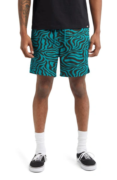 Dickies Zebra Print Cotton Twill Shorts In Apple Mint