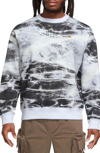 Nike Unisex Acg Therma-fit Fleece Allover Print Crew In Grey