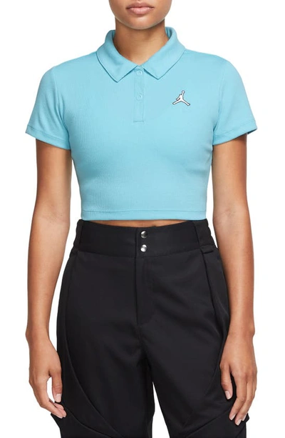 Jordan Women's  Cropped Ribbed Polo In Blue