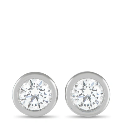 Tiffany & Co Elsa Peretti Platinum Diamond Stud Earrings In Silver