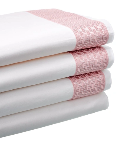 Maurizio Italy Basket Weave Sheet Set In Pink