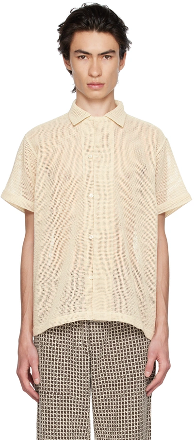 Bode Open Weave Cotton Shirt In Brown