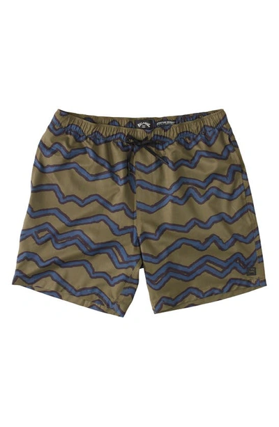 Billabong Surftrek Elastic Waist Shorts In Olive