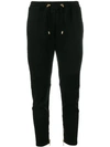 Balmain Drawstring-waist Jersey Track Pant W/ Zip-hem In Black