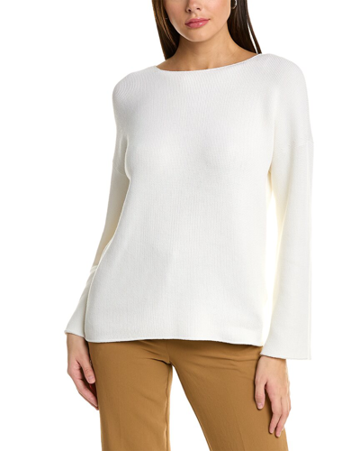 Lafayette 148 Scoop-neck Loose-knit Sweater In White