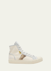Rhude Men's Bel Airs Canvas High-top Sneakers In White/beige/snake