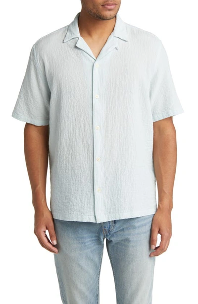 Allsaints Mattole Organic Cotton Stretch Relaxed Fit Button Down Camp Shirt In Crystal Blue
