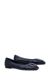 Tory Burch Georgia Square Toe Ballet Flat In Perfect Navy