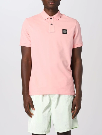 Stone Island Polo Shirt  Men In Peach